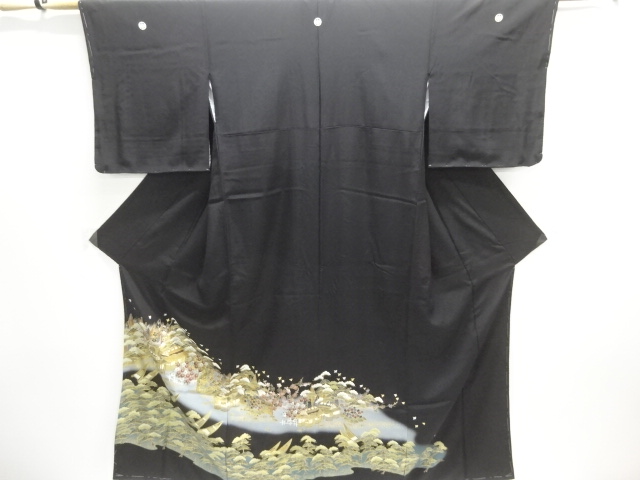 JAPANESE KIMONO / TOMESODE / UNUSED / FLORAL PLANTS